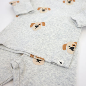 Oh Baby! Puppy Faces Print 2pc Set ~ Heather Gray