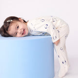 Petit Bateau Front Snap Penguin Print Brushed Fleece Footie ~ White Multi