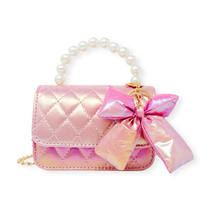 Tiny Treats Shiny Quilted Fluffy Bow Handbag
