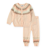 Molo Baby Bay Fair Isle Knit Cardigan & Signy Knit Pants Set ~ Petal Blush