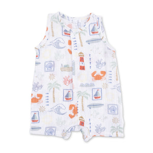 Angel Dear Sleeveless Muslin Shortie Romper ~ Club Mediterranean