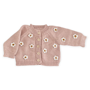 The Blueberry Hill Knit Flowers Cardigan ~ Blush