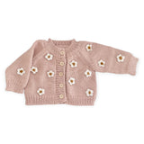 The Blueberry Hill Knit Flowers Cardigan ~ Blush