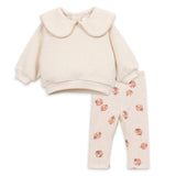 Play Up Baby Jersey Knit Sweater w/ Collar & Ladybug Print Leggings Set ~ Natural