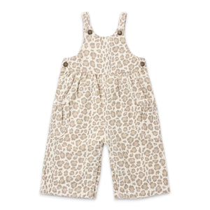 Rylee + Cru Baby Shoulder Ruffle Onesie & Wide Leg Overalls Set ~ Leopard/Natural