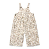 Rylee + Cru Baby Shoulder Ruffle Onesie & Wide Leg Overalls Set ~ Leopard/Natural