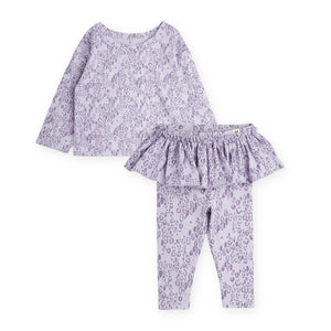 Mini Rodini Baby Mini Leopard l/s Tee & Skirted Leggings Set ~ Purple