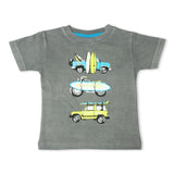 Mish Boys Surf Ride Enzyme Tee & Tie Dye Sweat Shorts Set ~ Coal/Turquoise