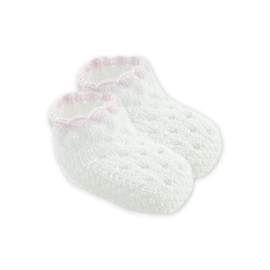 Jefferies Socks Pointelle Bubble Bootie ~ White/Pink