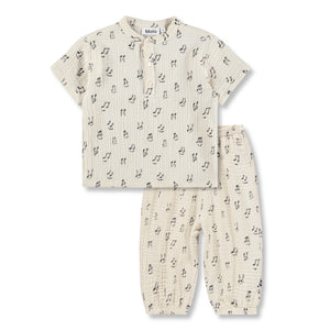 Molo Baby Evero Woven s/s Shirt & Serene Pants Set ~ Happy Notes