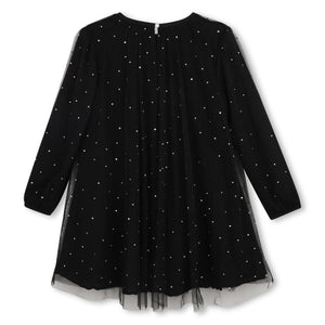 Billieblush Pleated Rhinestone l/s Dress ~ Black