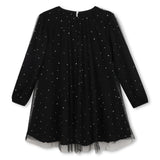 Billieblush Pleated Rhinestone l/s Dress ~ Black