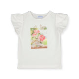 Mayoral Girls Flutter Sleeve T-Shirt w/ Graphic ~ Butterfly Bouquet/Natural