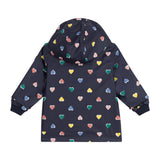Petit Bateau Baby Multi Heart Print Hooded Rain Jacket ~ Navy Multi