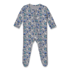 Baby Steps Construction Field Zip Footie ~ Heather Grey