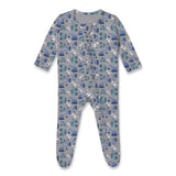 Baby Steps Construction Field Zip Footie ~ Heather Grey