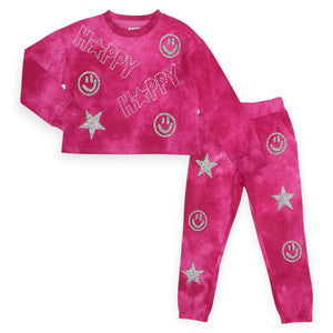 MIA New York Happy Sweatshirt & Sweatpants Set ~ Pink