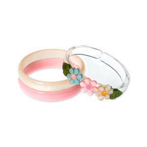 Lilies & Roses Pearlized Pastel Daisy Flowers Bracelet Set