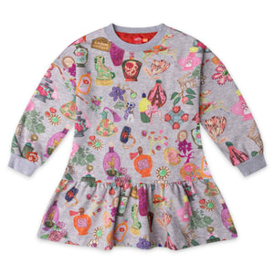 Oilily Girls Drole Paris Print Sweatshirt Dress ~ Gray