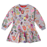 Oilily Girls Drole Paris Print Sweatshirt Dress ~ Gray