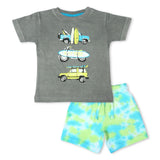 Mish Boys Surf Ride Enzyme Tee & Tie Dye Sweat Shorts Set ~ Coal/Turquoise
