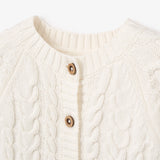 Elegant Baby Horseshoe Cable Knit Cardigan ~ Whisper White
