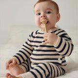 Petit Bateau Striped Knit Sweater & Pants Set ~ Navy/Cream