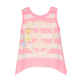 Hannah Banana Striped Peace Sign Tank Top ~ Pink Multi