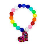 Sadie's Moon Rainbow Bead Charm Bracelet ~ Glitter Heart