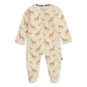 Magnetic Me Organic Cotton Magnetic Footie ~ Jolie Giraffe Cream