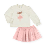 Mayoral Baby Girl l/s Shirt & Tulle Skirt Set ~ Natural/Blush