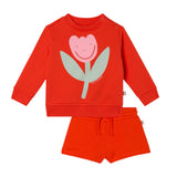 Stella McCartney Baby Girl Tulip Graphic Sweatshirt & Shorts Set ~ Orange Red