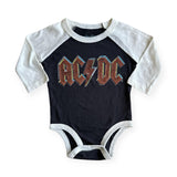 Rowdy Sprout ACDC l/s Raglan Onesie ~ Vintage Black/White