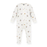 Petit Bateau Velour Front Snap Penguin in Space Footie ~ White Multi