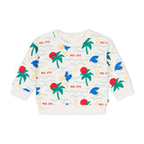 Petit Bateau Baby Bel Ete Print Sweatshirt & Gauze Pants Set ~ Cream Multi/Green