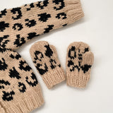 The Blueberry Hill Cheetah Knit Baby Mittens ~ Latte/Black