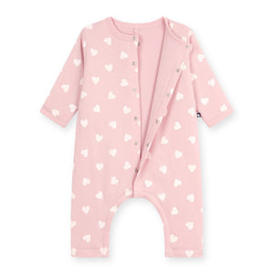 Petit Bateau Padded Heart Print Romper ~ Pink/White