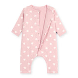 Petit Bateau Padded Heart Print Romper ~ Pink/White