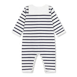 Petit Bateau l/s Striped Romper w/ Sailor Collar ~ White/Navy