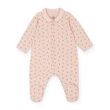 Petit Bateau Front Zip Small Heart Print Footie w/ Collar ~ Pink