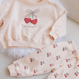 Quincy Mae Mon Amour Relaxed Fleece Sweatshirt & Sweatpants Set ~ Antique