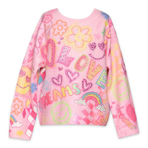 Baby Sara Fun Icon Print Sweater ~ Pink Multi