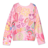 Baby Sara Fun Icon Print Sweater ~ Pink Multi