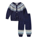 Molo Baby Bay Fair Isle Knit Cardigan & Signy Knit Pants Set ~ Blues