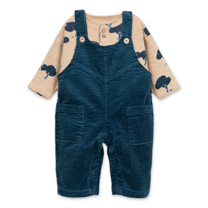 Play Up Baby Tree Print l/s Top & Corduroy Overalls Set ~ Beige/Teal