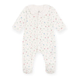 Petit Bateau Front Snap Fruit Footie w/ Collar ~ White Multi