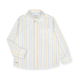 Mayoral Boys Striped Oxford Button Down Shirt ~ White/Multi