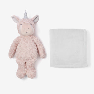 Elegant Baby Bedtime Huggie Blanket w/ Plush Toy ~ Pink Unicorn