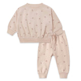 Quincy Mae Relaxed Fleece Sweatshirt & Sweatpants Set ~ Hearts/Dusty Rose