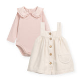 Play Up Baby Ruffle Collar Onesie & Corduroy Dress Set ~ Pale Pink/Ecru